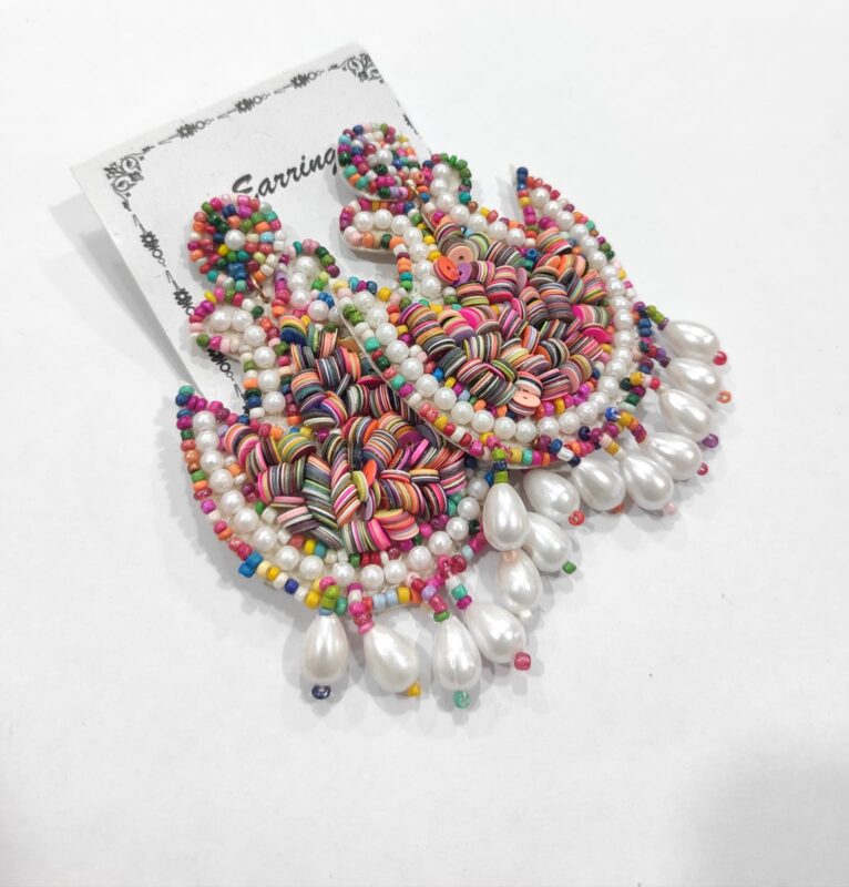 Striped Light Crystal Chandelier Earrings