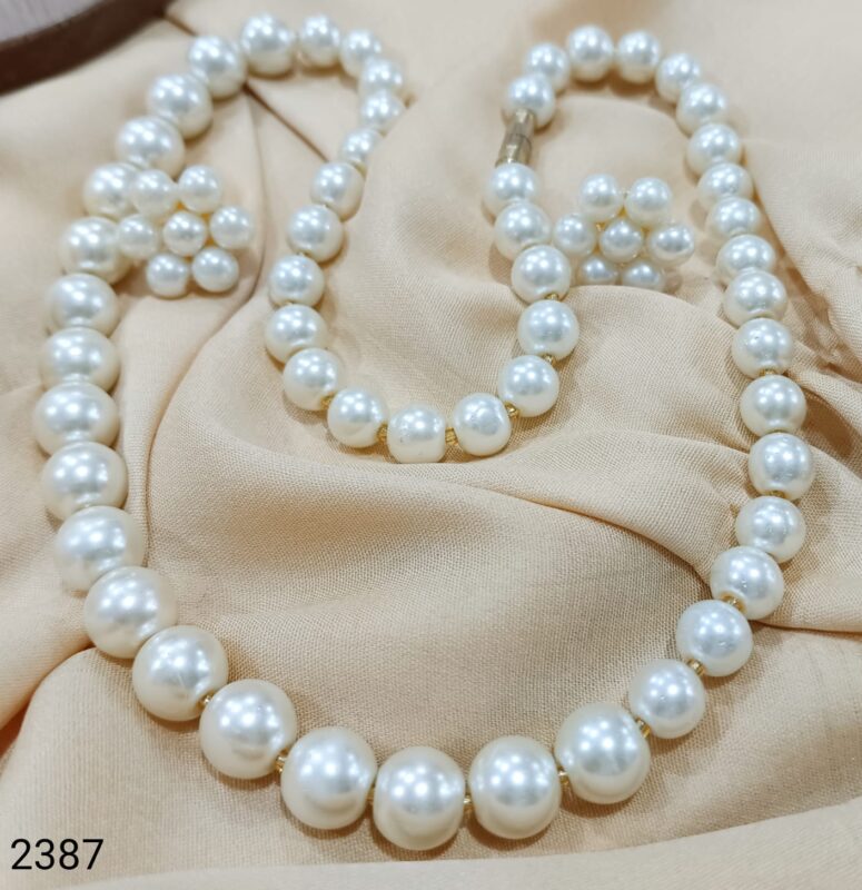 Elegant Pearl Necklace & Earring Set for Women and Girls