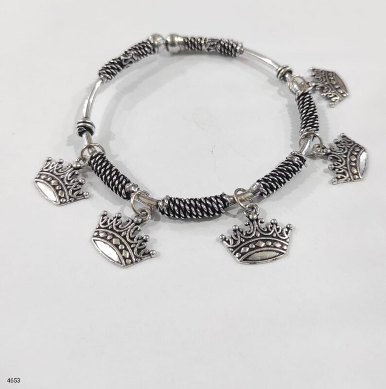Handcrafted Oxidized Silver Dangle Bracelet