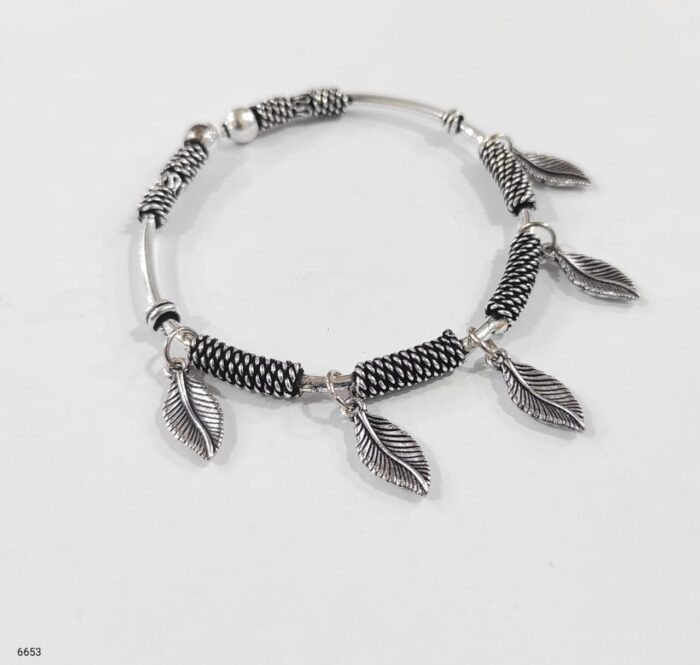 Elegant Oxidized Silver Adjustable Bracelet