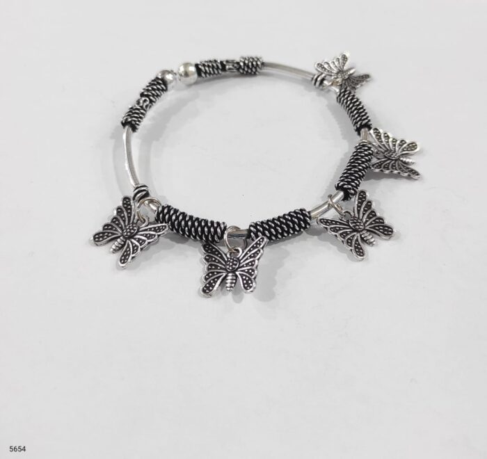Oxidized Silver Charm Bangle for Festive Looks