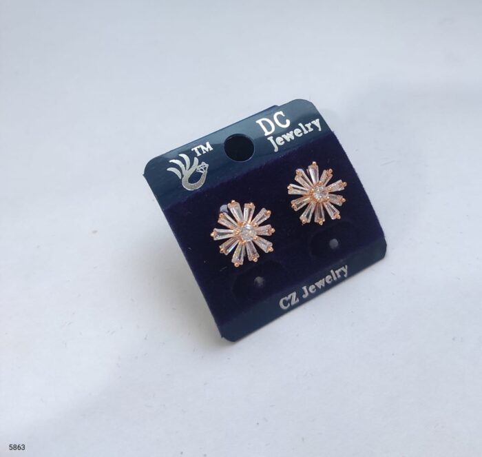 American Diamond Gold-Plated Stud Earrings