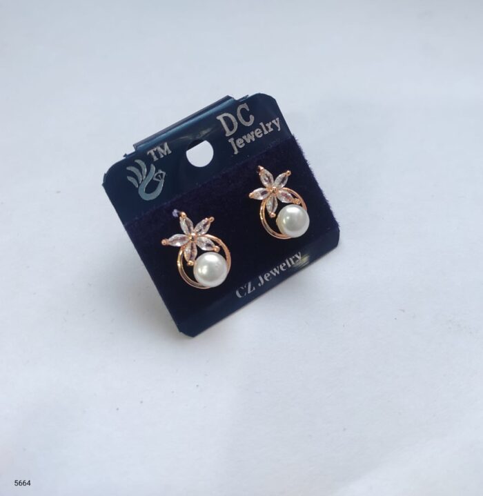 DC Star Design Earrings with Tops & Ganpati Fashion American Diamond Stud Earrings