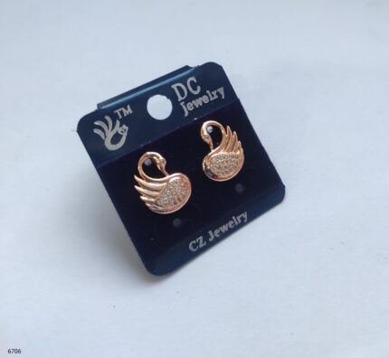 Gold Plated Stud Earrings with American Diamonds