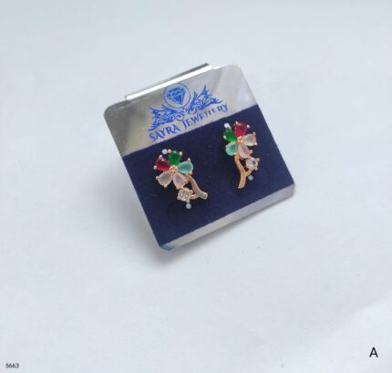 Gold Plated American Diamond Studded Classic Stud Earrings for Girls & Women