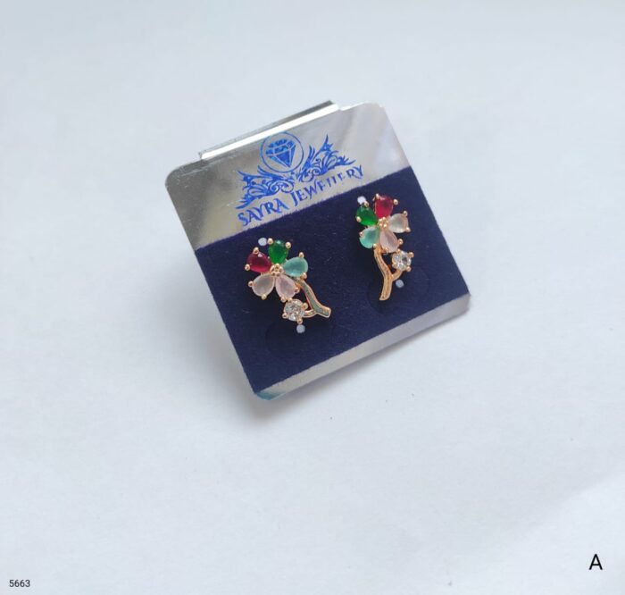 Gold Plated American Diamond Studded Classic Stud Earrings for Girls & Women