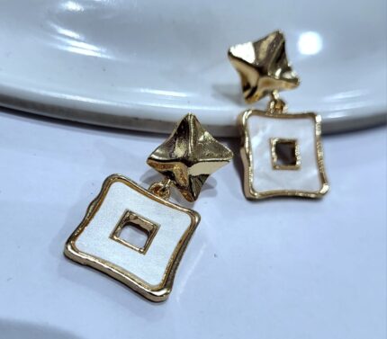 Venuco Stylish Gold-Plated Rectangle Shape Long Earrings Set for Women & Girls