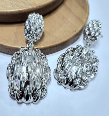 Micro Silver Plated AD Studded Fancy Drop Earrings