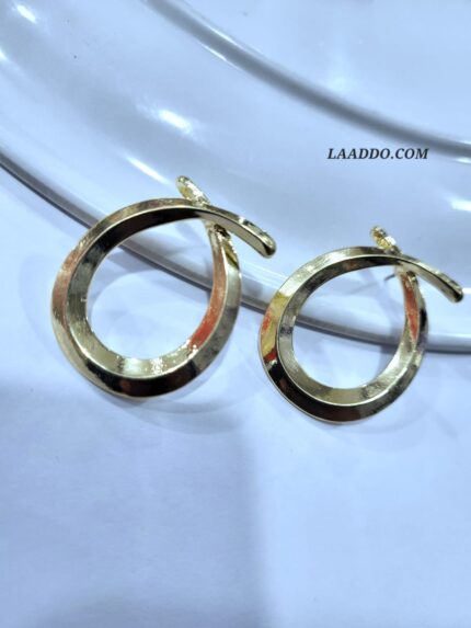 Jeweltos Gold-Plated Circle Shape Geometric Drop Earrings