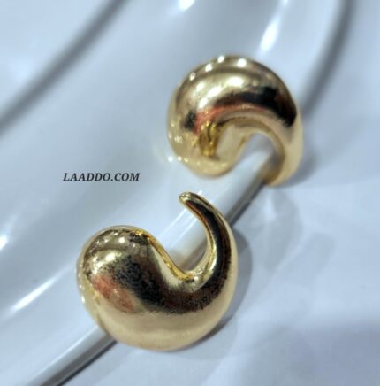 Gold-Plated Button Teardrop Earrings