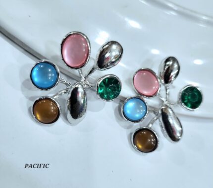 Sterling Silver Multi-Colour Ruby Green Onyx Cut Stone Hanging Danglers Women's Earrings
