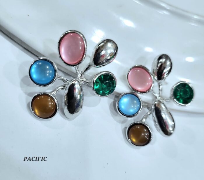 Sterling Silver Multi-Colour Ruby Green Onyx Cut Stone Hanging Danglers Women's Earrings