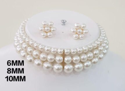 Latest 3-Layer Glass Beads Necklace Mala Set for Women and Girls