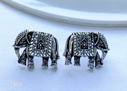 Silver Replica Elephant Hoop Earrings for Women & Girls