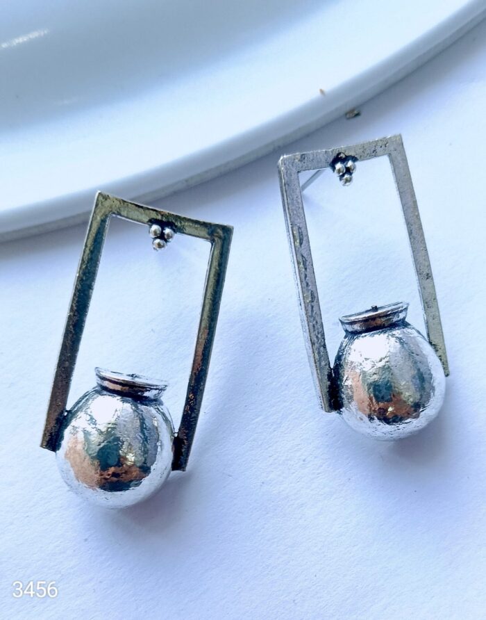 Styling Oxidized Silver Pot Earrings for Women & Girls