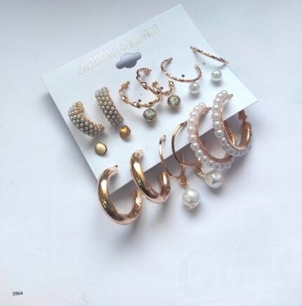 Korean Style Earrings Combo Set – 9 Pairs