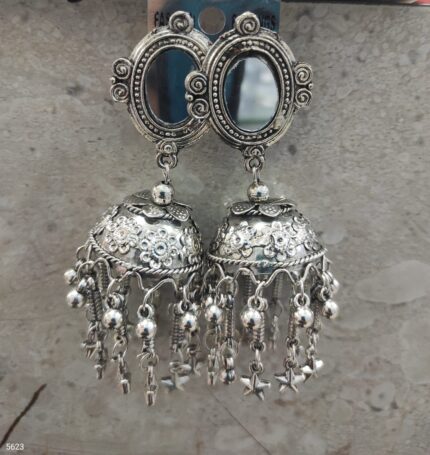 Designer Black Polish Stone Square Stud with Jhumka Earrings for Women & Girls