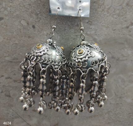 Oxidised Jhumka Earrings
