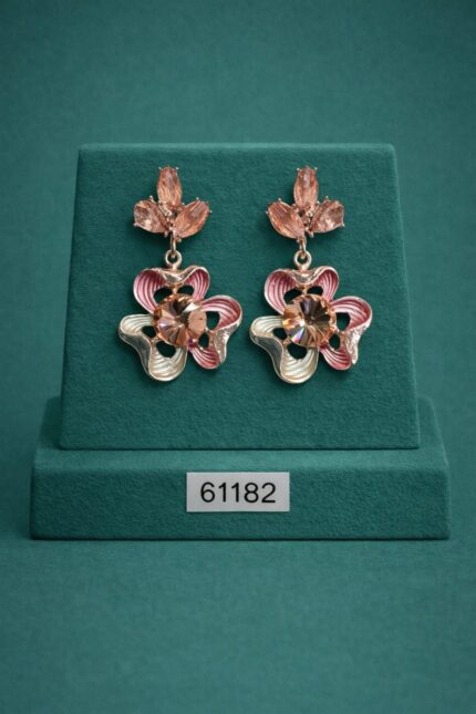 Stone Flower Pendant & Earring Set for Women