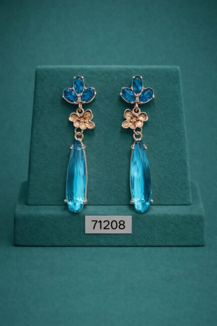 Fresh Vibes Western Style Long Hanging Bottle blue Earrings for Girls