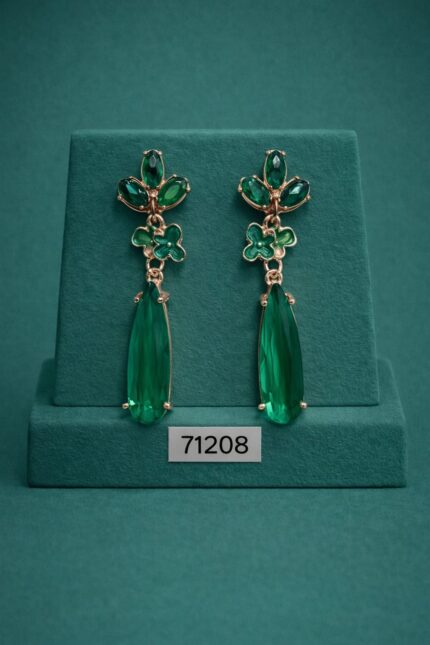 Fresh Vibes Western Style Long Hanging Bottle Green Earrings for Girls