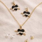 Black Heart Love Necklace & Earring Set