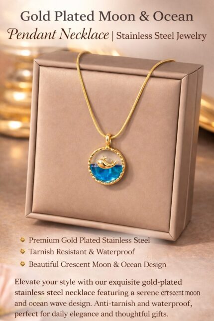 Stainless Steel Gold Plated Pendant Necklace for Women | Anti Tarnish Waterproof Chain | Daily Wear Jewellery India