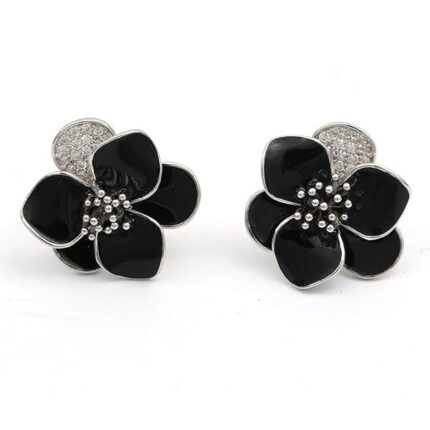 BLACK FLOWER EARRINGS