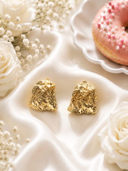 Textured Gold Stud Earrings