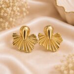 Luxury Gold Fan Statement Earrings