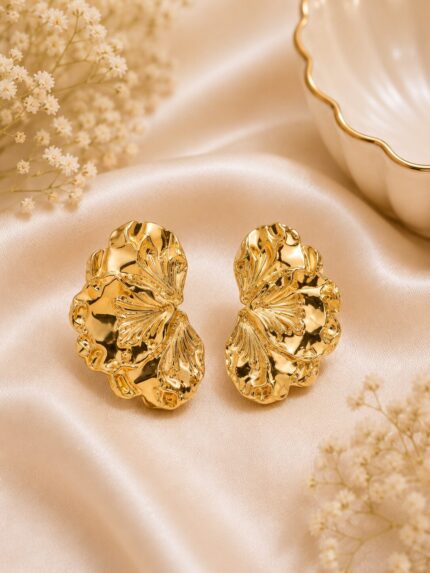 Luxury Floral Gold Statement Earrings