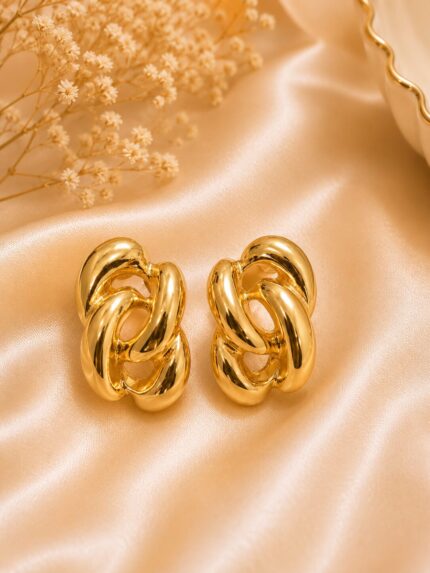 Luxury Gold Chain Knot Statement Earrings