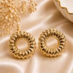 Luxury Gold Textured Hoop Statement Earrings