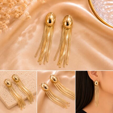 Luxury Gold Tassel Drop Earrings for Women