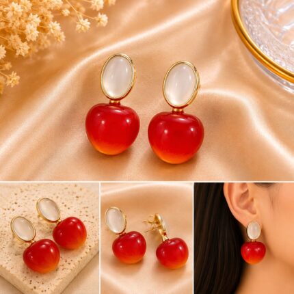 Luxury Cherry Drop Earrings for Women