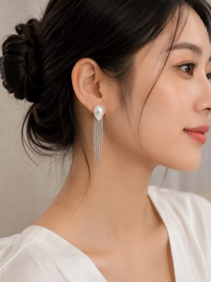 Pearl Tassel Drop Earrings for Women