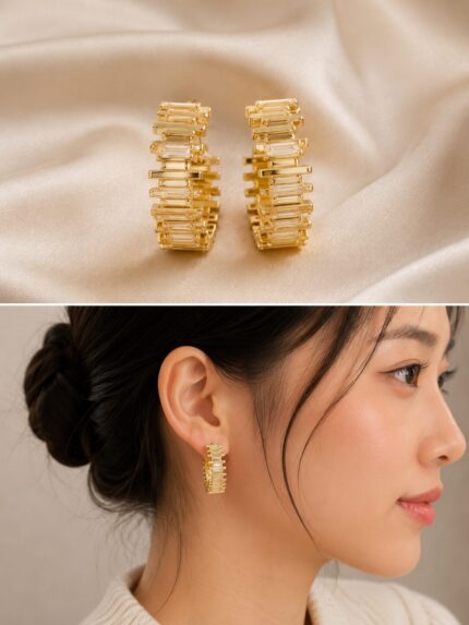 Luxury Gold Crystal Hoop Earrings for Women