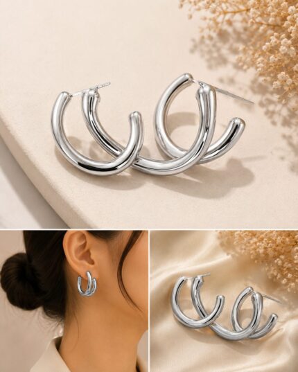 Silver Luxe Hoop Earrings for Women