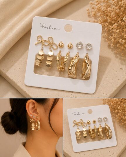 .Luxury Gold Multi Earrings Set for Women
