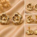 Luxury Gold Floral Stud Earrings for Women