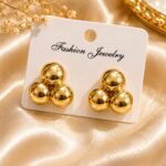 Luxury Gold Bubble Stud Earrings – Minimal Korean Style Statement Earrings for Women