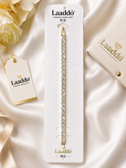 Laaddo Luxury Crystal Tennis Bracelet – Gold Plated Sparkle Bracelet for Women