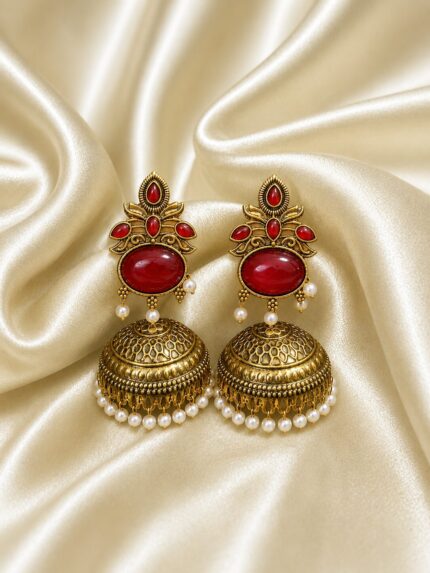 Ruby Pearl Antique Jhumka Earrings