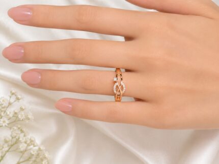 Elegant Rose Gold Infinity Crystal Ring for Women