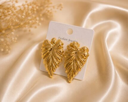 Luxury Gold Leaf Statement Earrings for Women