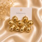 Luxury Gold Flower Statement Earrings for Women