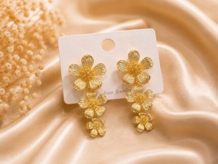 Luxury Gold Floral Drop Earrings for Women
