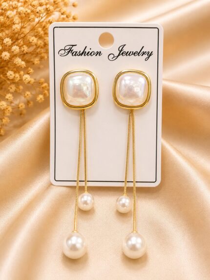 Luxury Pearl Tassel Drop Earrings for Women