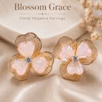 Blush Bloom Floral Earrings – Elegant Pink Crystal Studs