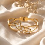 Gold Butterfly Open Cuff Bracelet